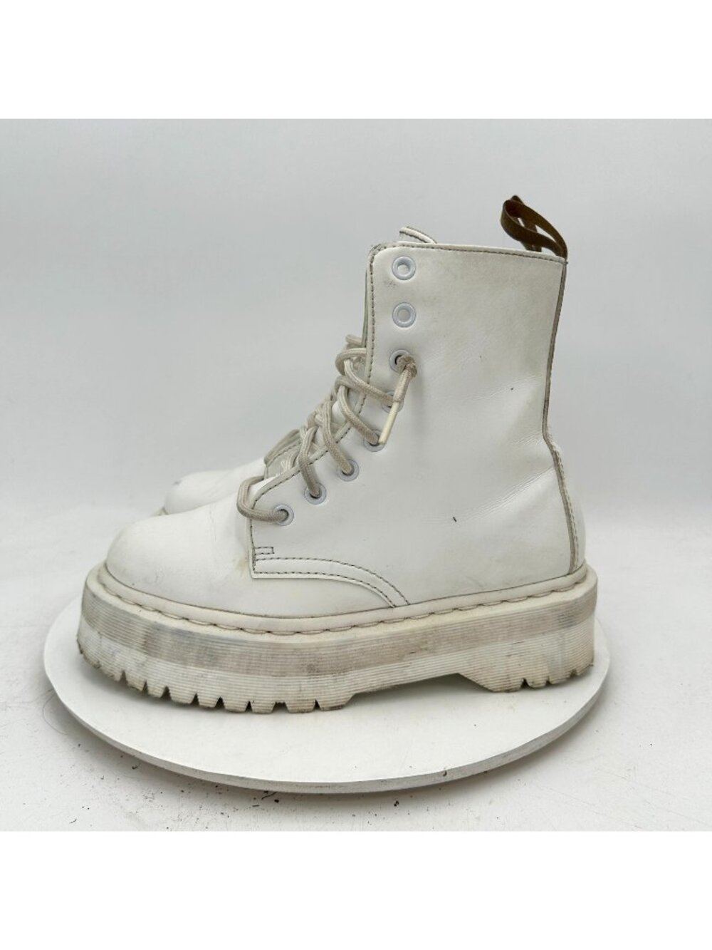 Dr. Martens V Jadon Mono Women Size 7 White Leather 8 Eye Platform Combat Boot